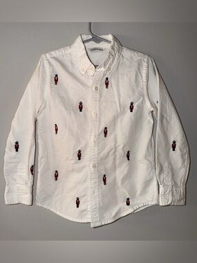 Janie and Jack White Button-Up Shirt with Nutcracker Embroidery Size 5 Boys